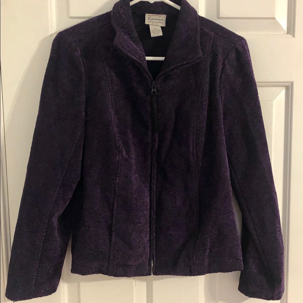 Renaissance Purple Zippered Jacket Petite Small